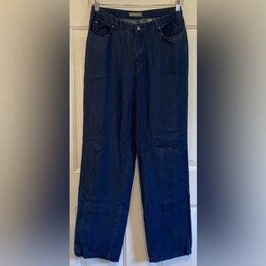 Kate Hill Casual Chambray Tencel Size 10 Pants Blue Denim Straight Leg Women’s